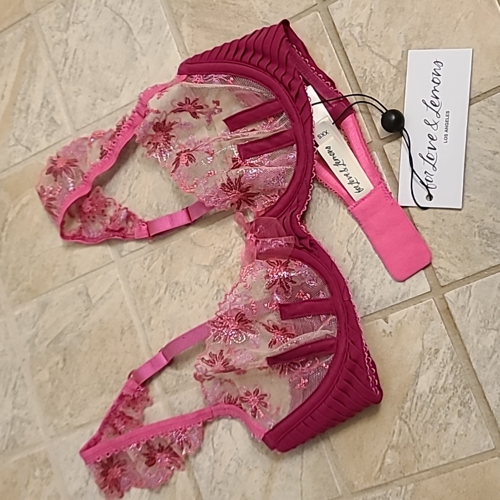For Love and Lemons Embroidery Underwore Bra in XXS